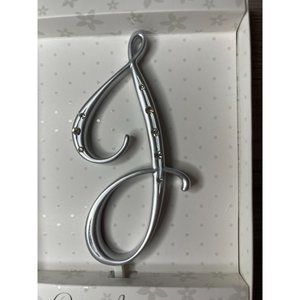 Wedding Large J Silver Finish Monogram Initial Rhinestones Cake Topper